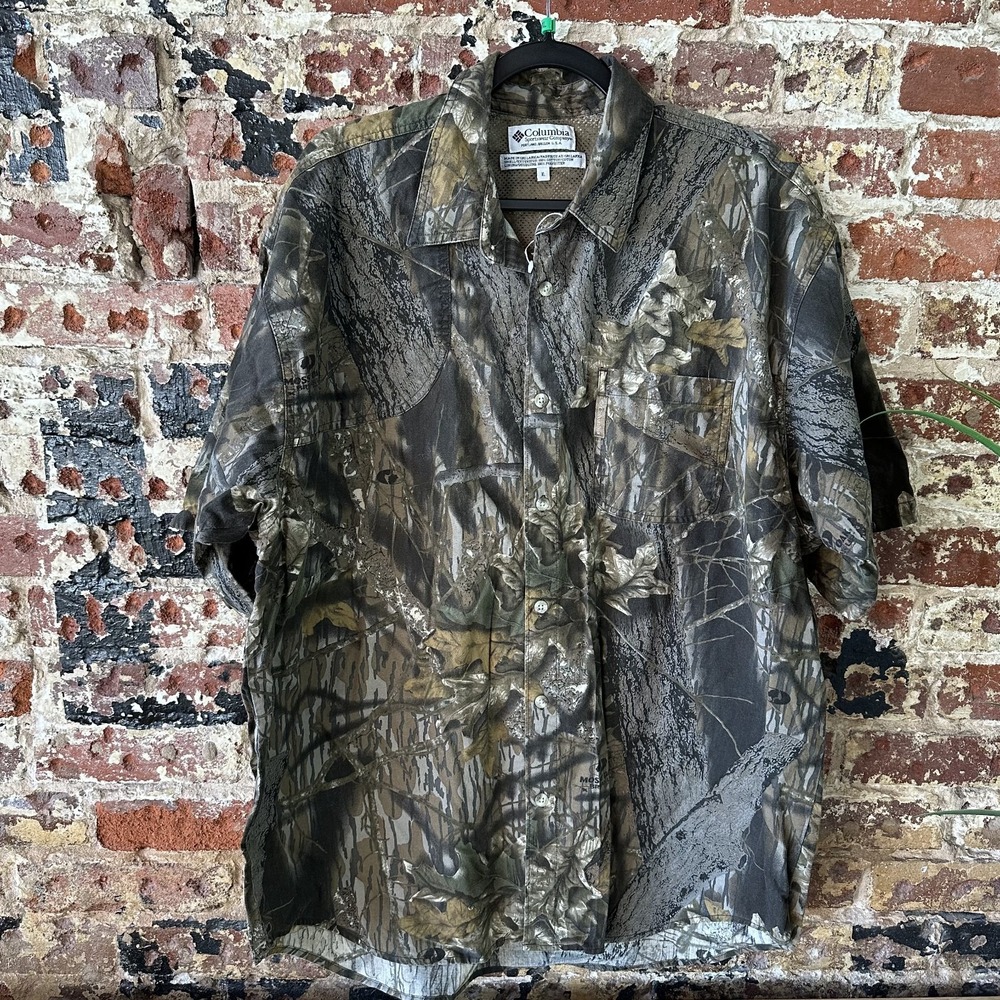 Columbia Mossy Oak XL Camo Break Up Country Vented Button Up Shirt Mens
